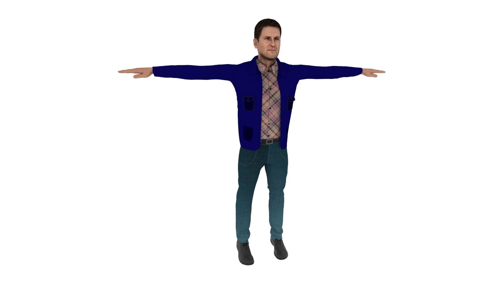 Realistic Character Man Low-poly 3D model_5
