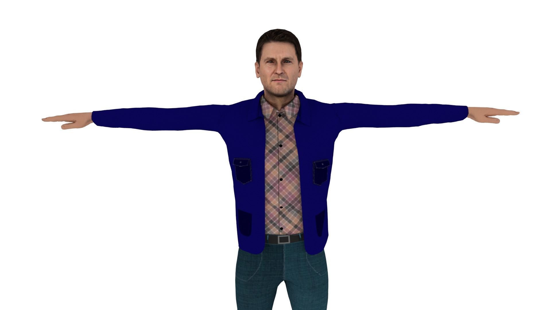 Realistic Character Man Low-poly 3D model_2