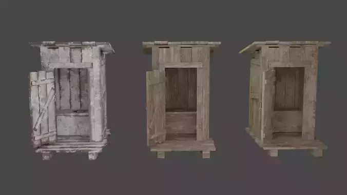 Wooden Outhouse Free low-poly 3D model