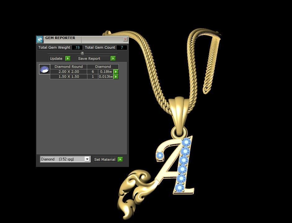 Initial Letters Pendant A 3D print model 3D print model_7