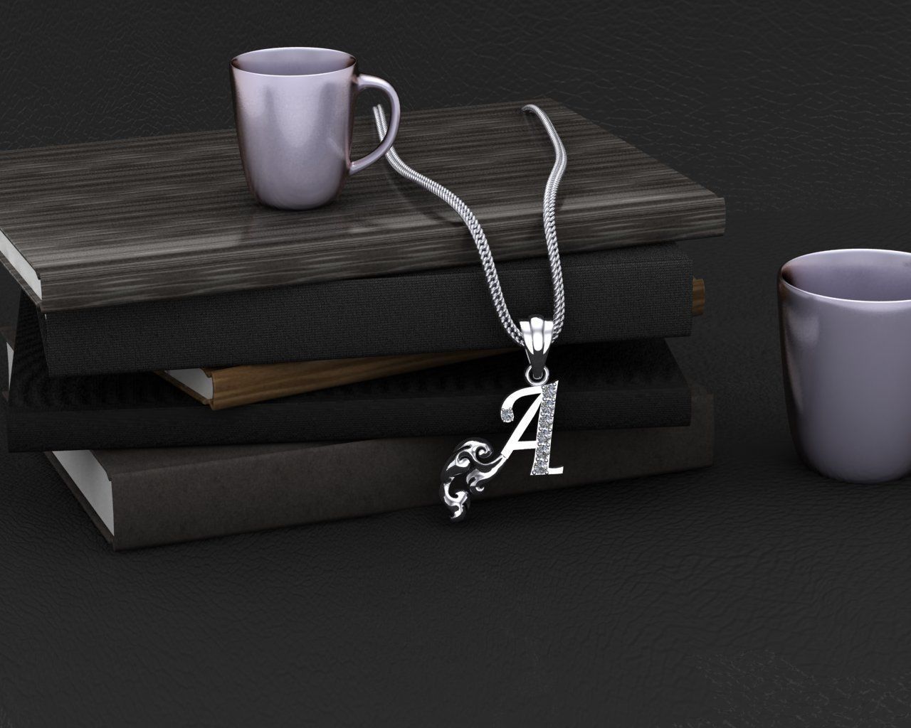 Initial Letters Pendant A 3D print model 3D print model_5