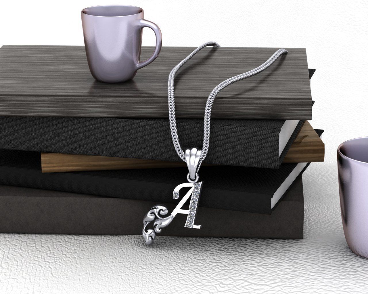 Initial Letters Pendant A 3D print model 3D print model_3