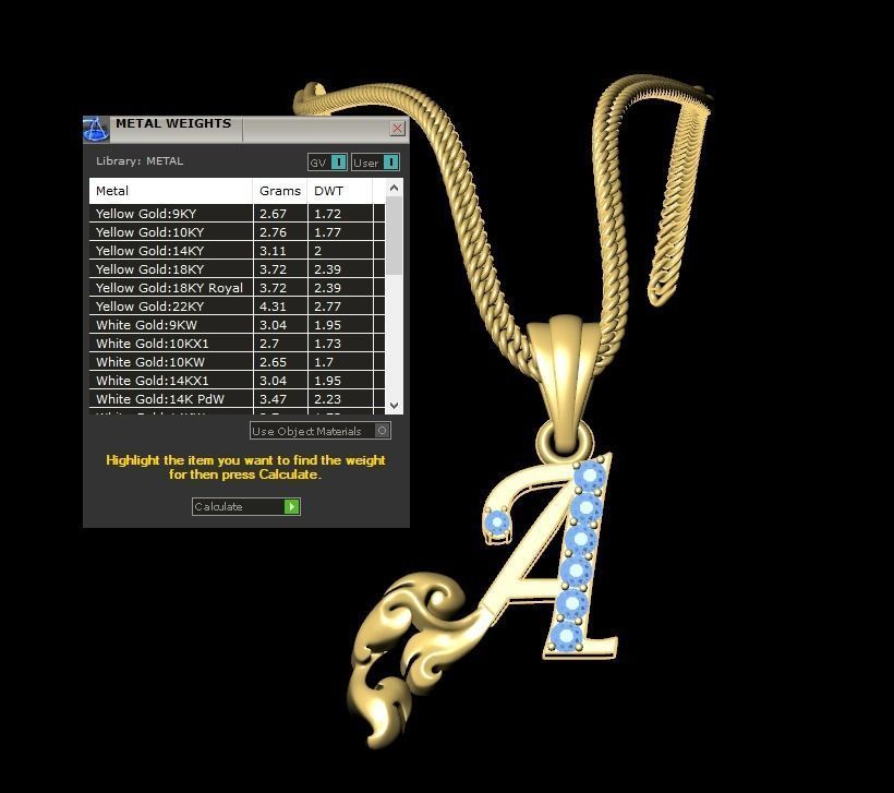 Initial Letters Pendant A 3D print model 3D print model_6