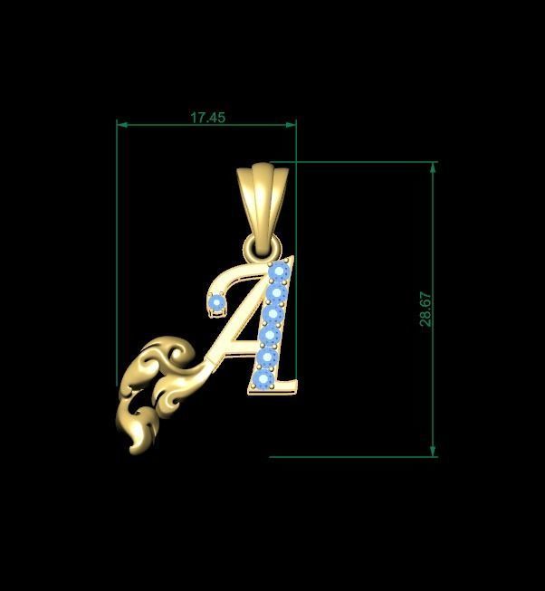 Initial Letters Pendant A 3D print model 3D print model_8