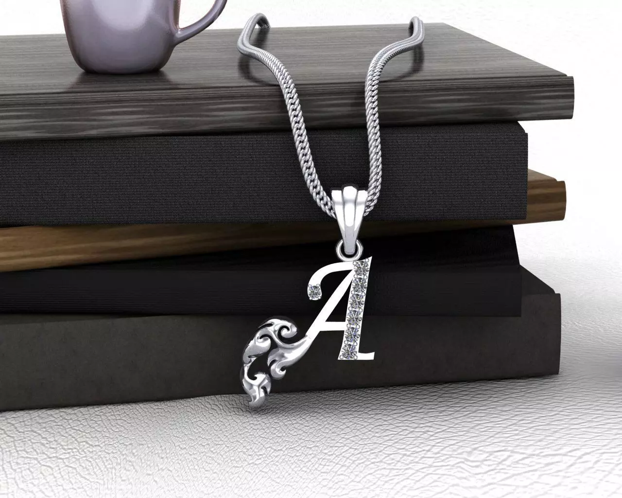 Initial Letters Pendant A 3D print model 3D print model_0