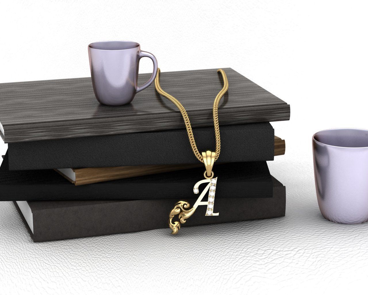 Initial Letters Pendant A 3D print model 3D print model_1