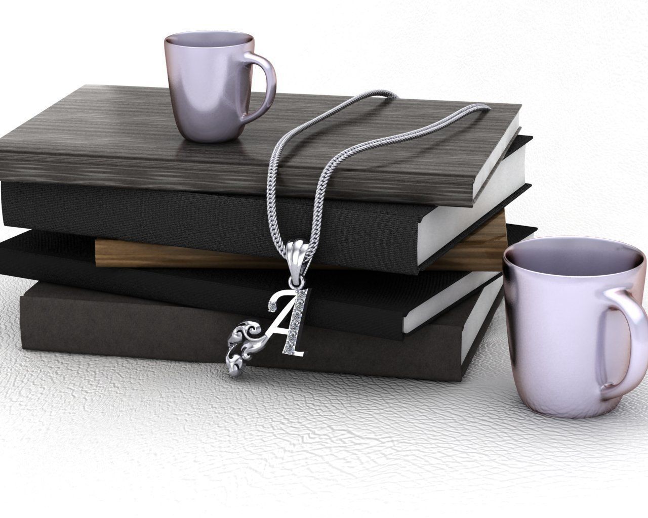 Initial Letters Pendant A 3D print model 3D print model_4