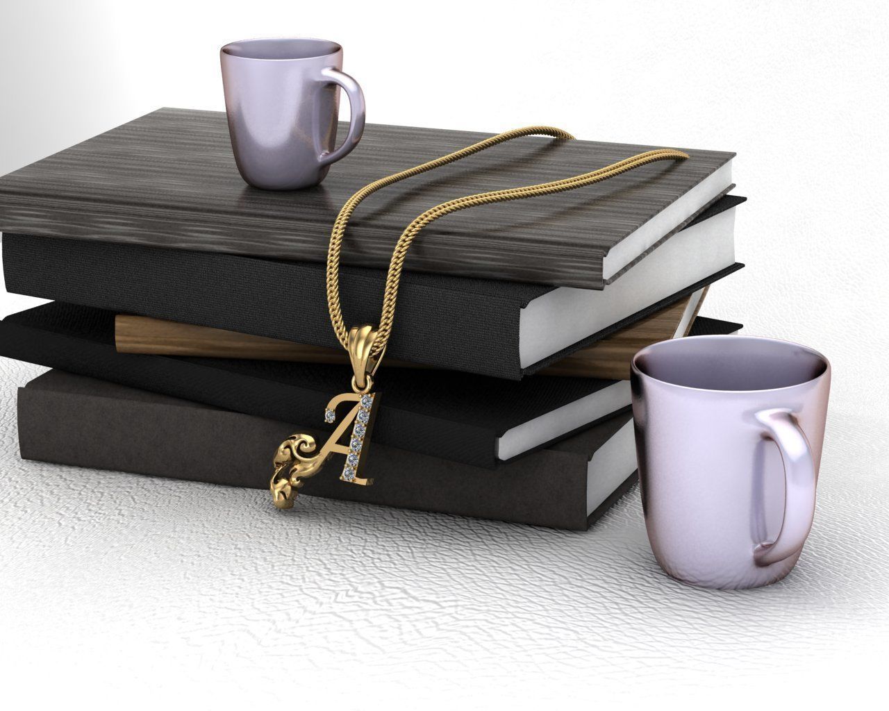 Initial Letters Pendant A 3D print model 3D print model_2