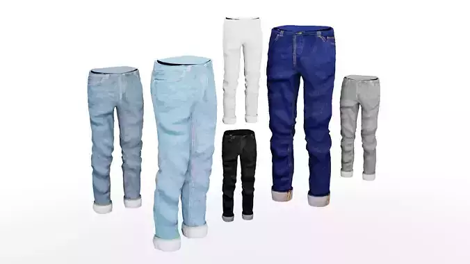 Pack of 10 Anime Jeans Collection 3D model