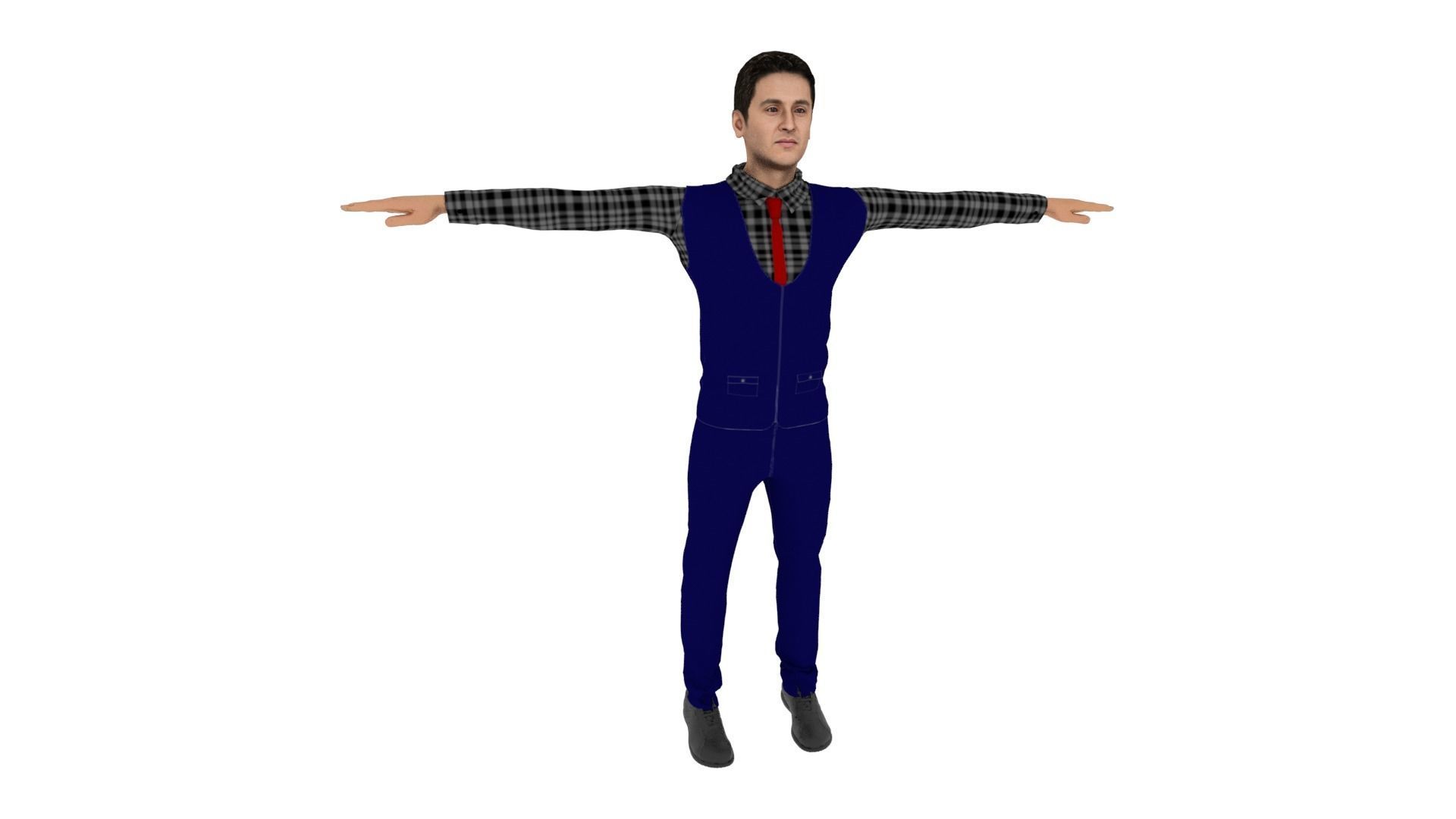 Man Human Low-poly 3D model_5