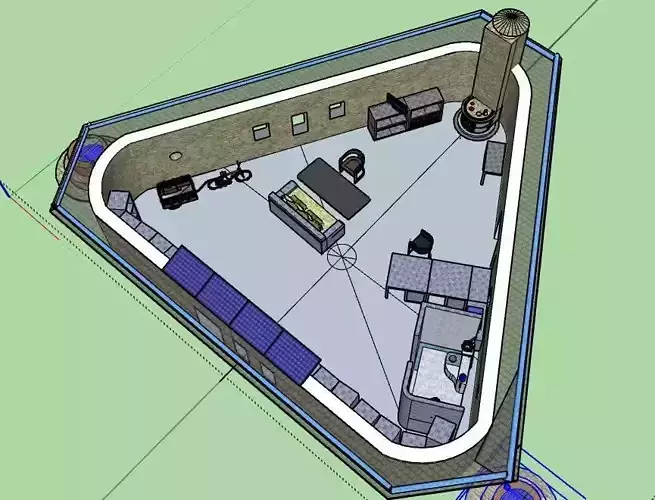 Off-Grid Hut with Gravity Water Tier Greenhouse