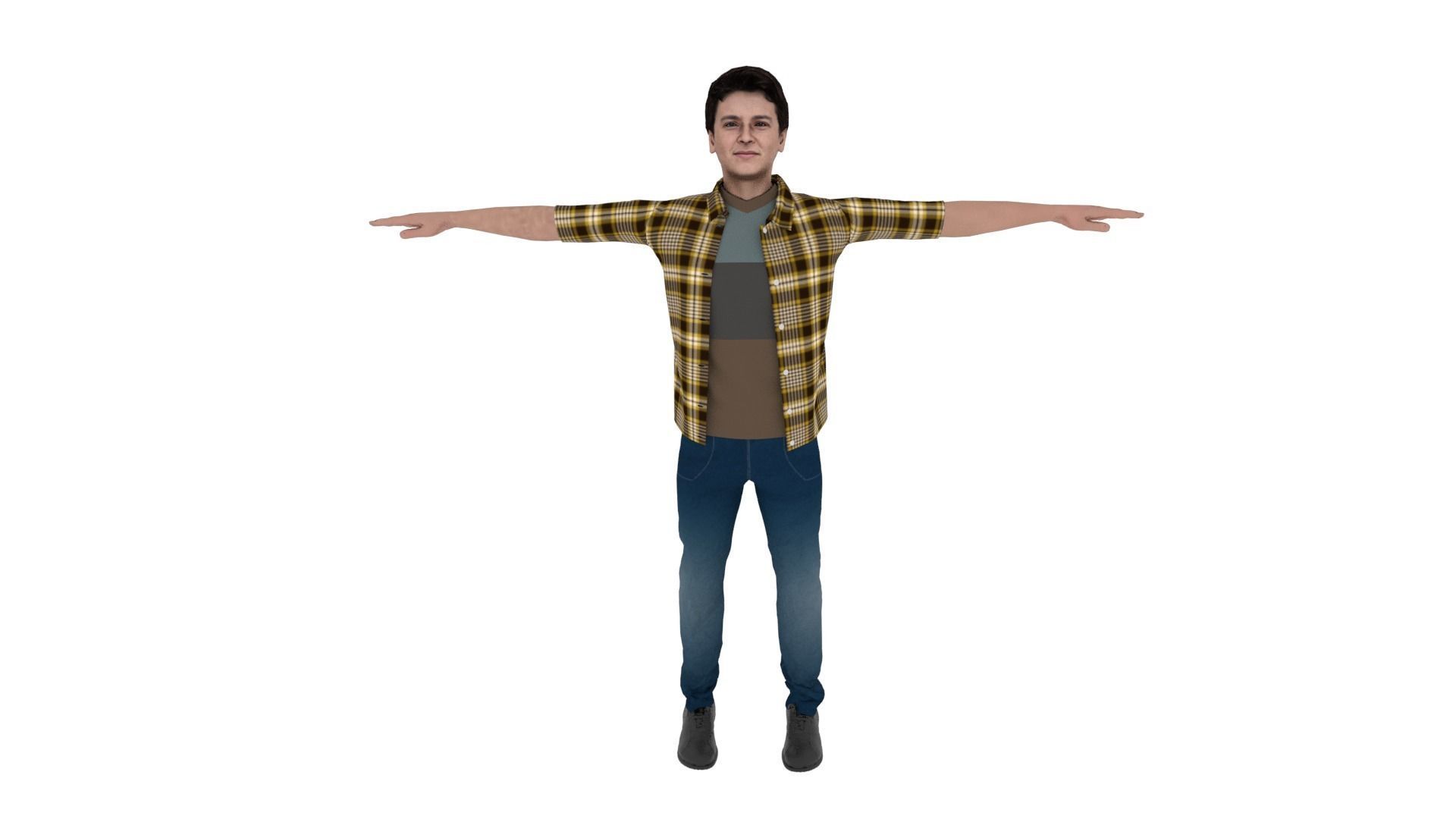 Realistic Character Man Low-poly 3D model_1