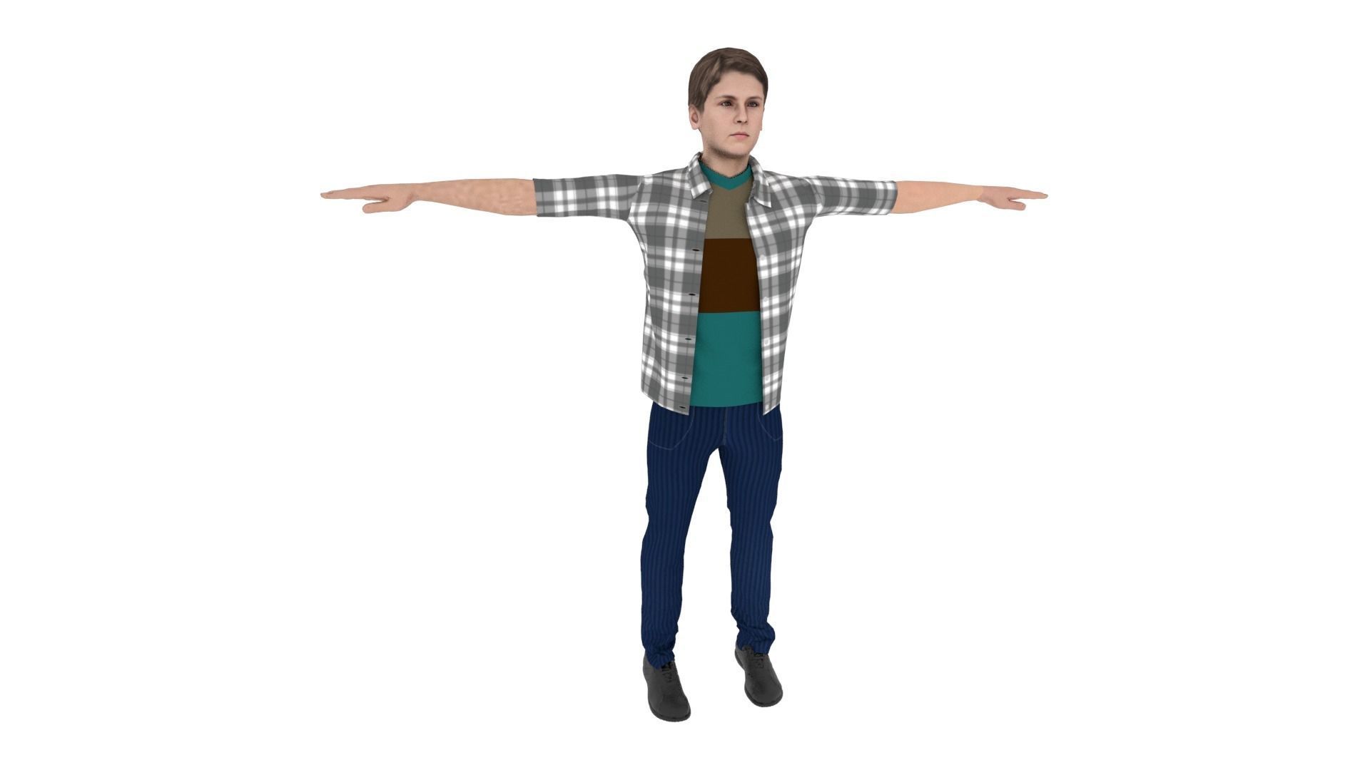 Realistic Character Man Low-poly 3D model_5