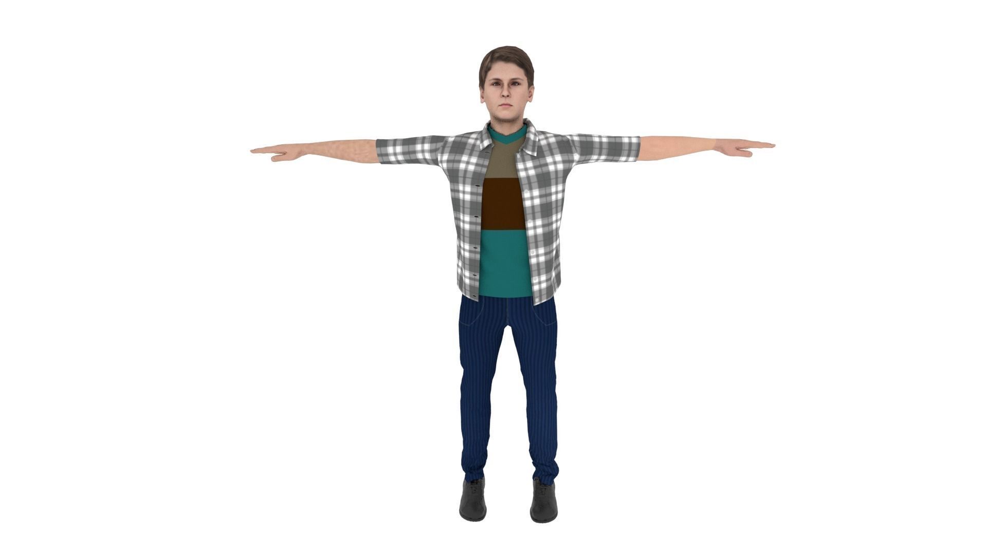 Realistic Character Man Low-poly 3D model_1