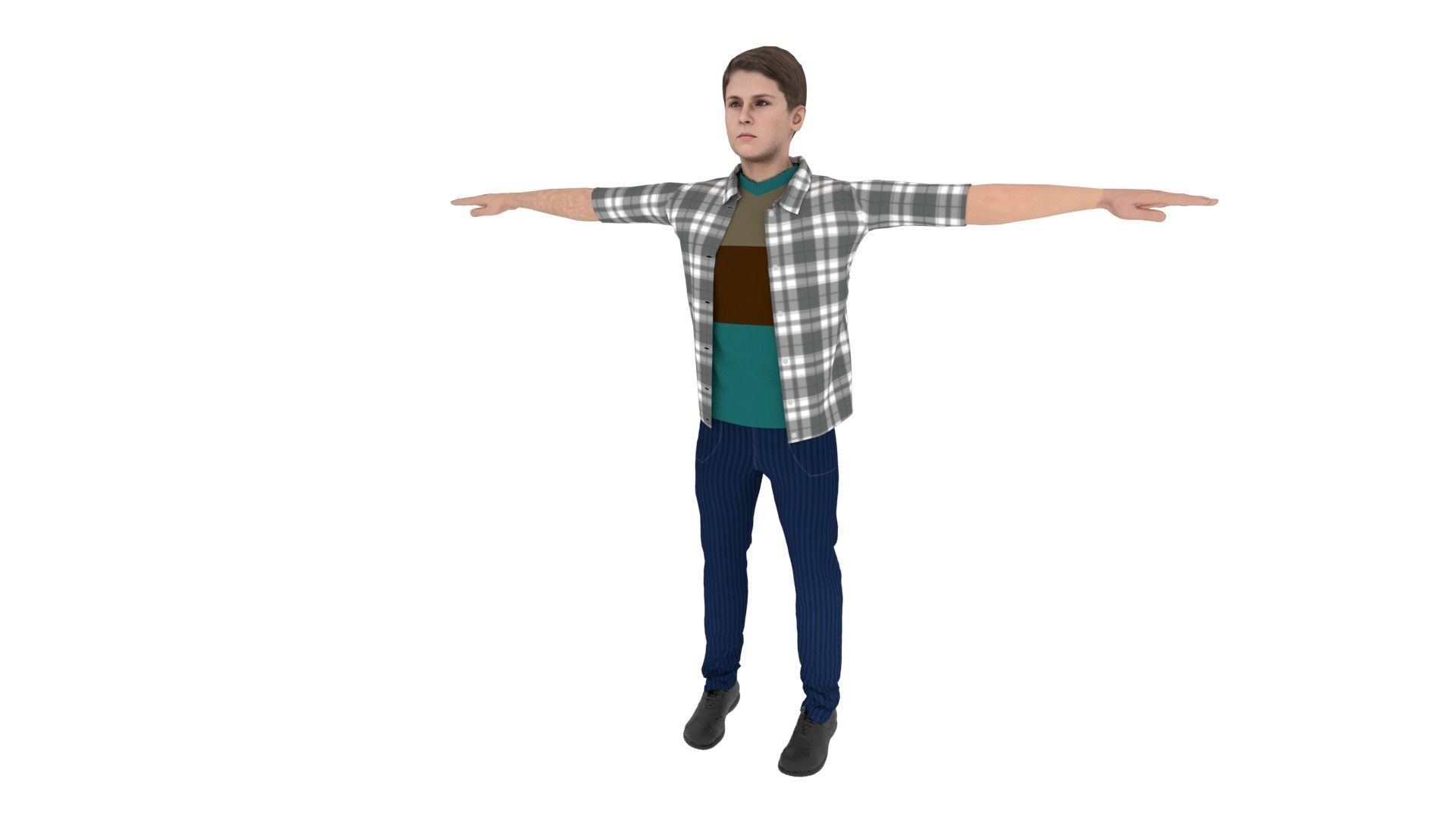 Realistic Character Man Low-poly 3D model_2