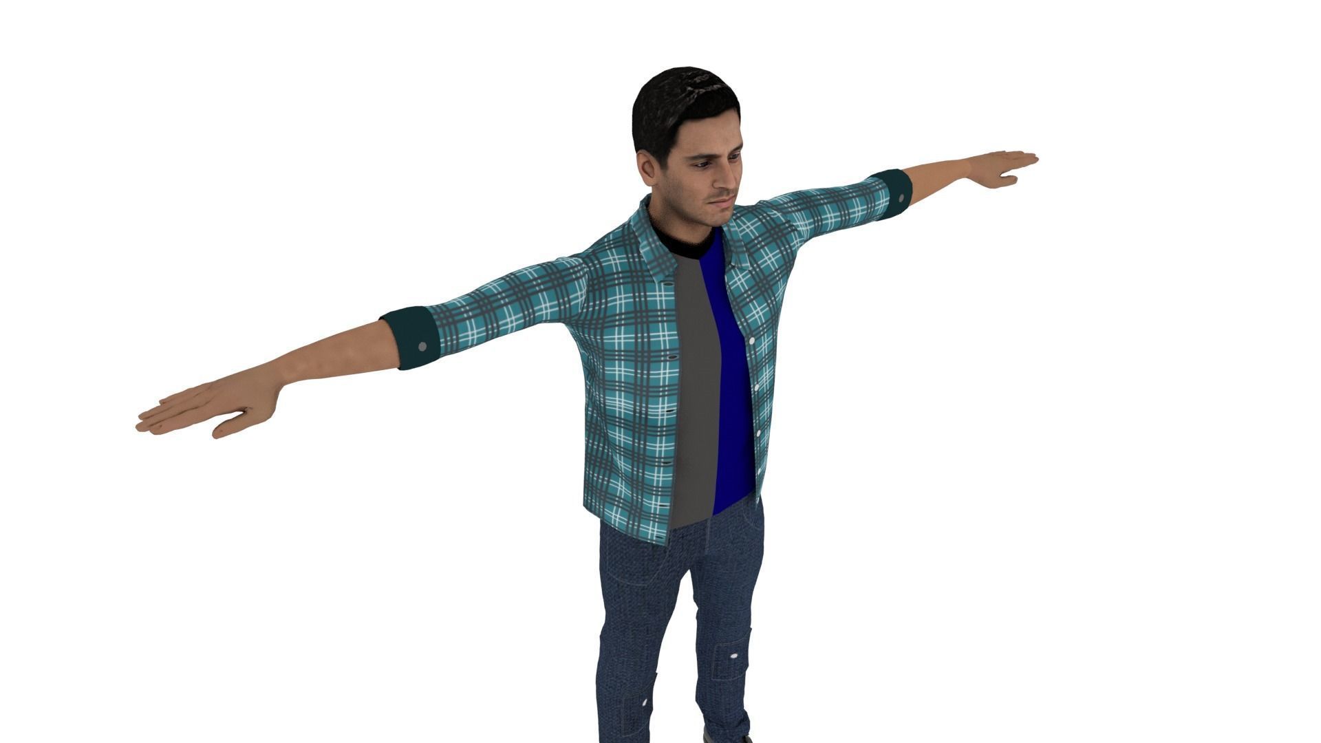 Realistic Character Man Low-poly 3D model_5