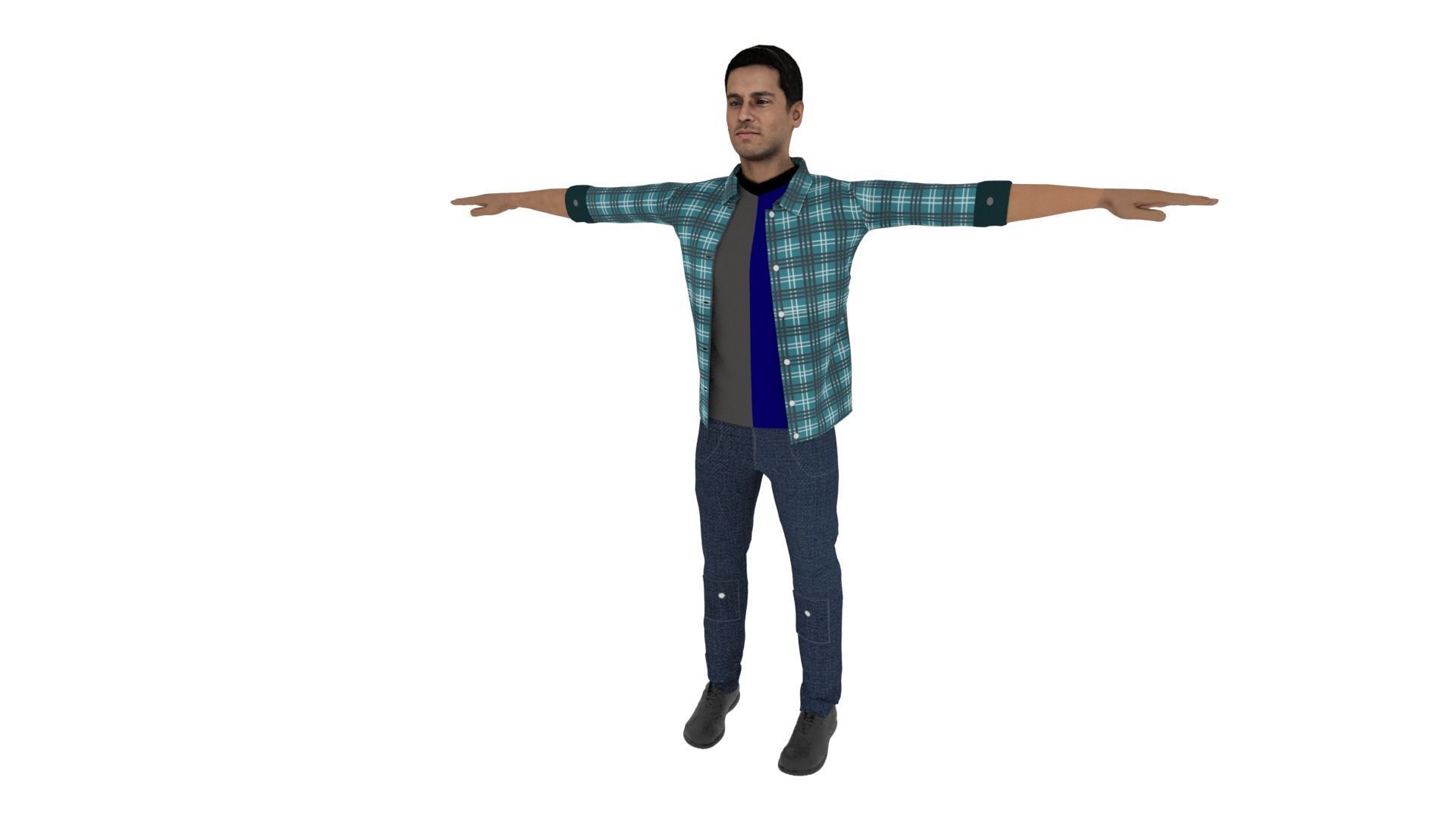 Realistic Character Man Low-poly 3D model_2