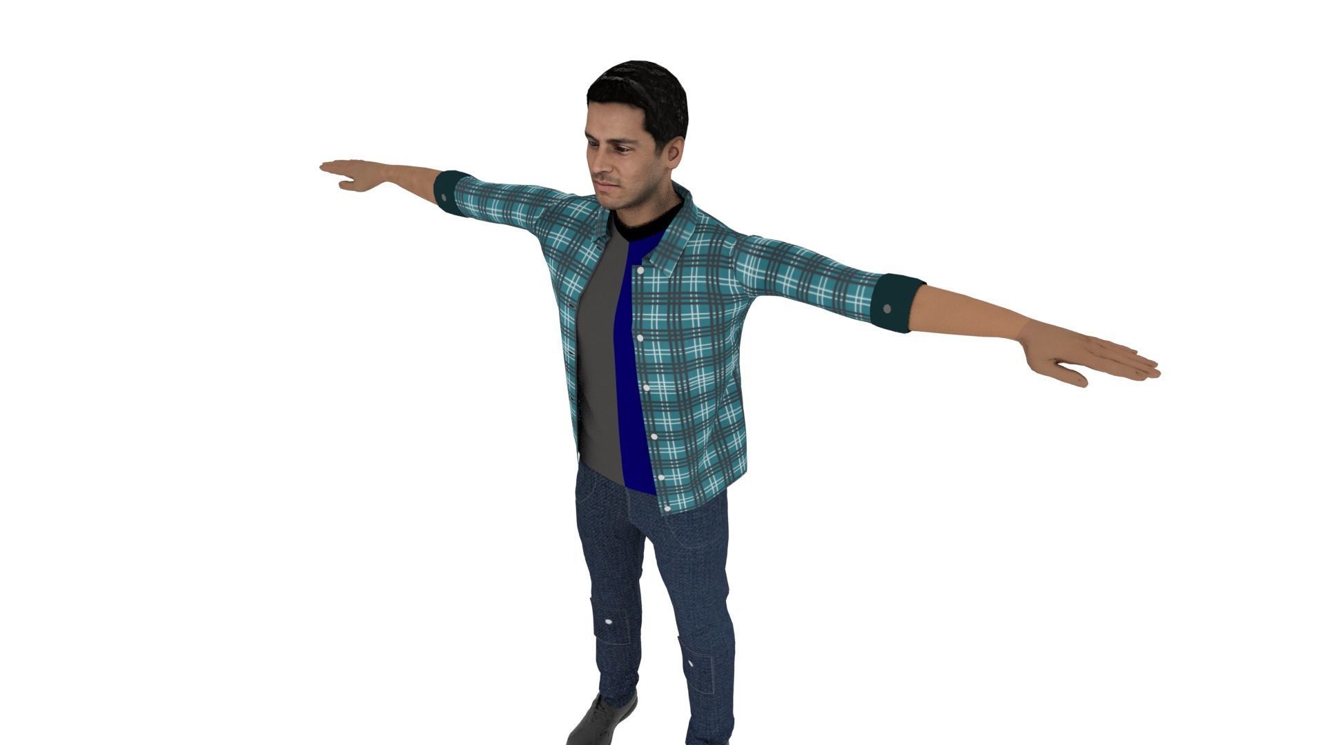 Realistic Character Man Low-poly 3D model_4