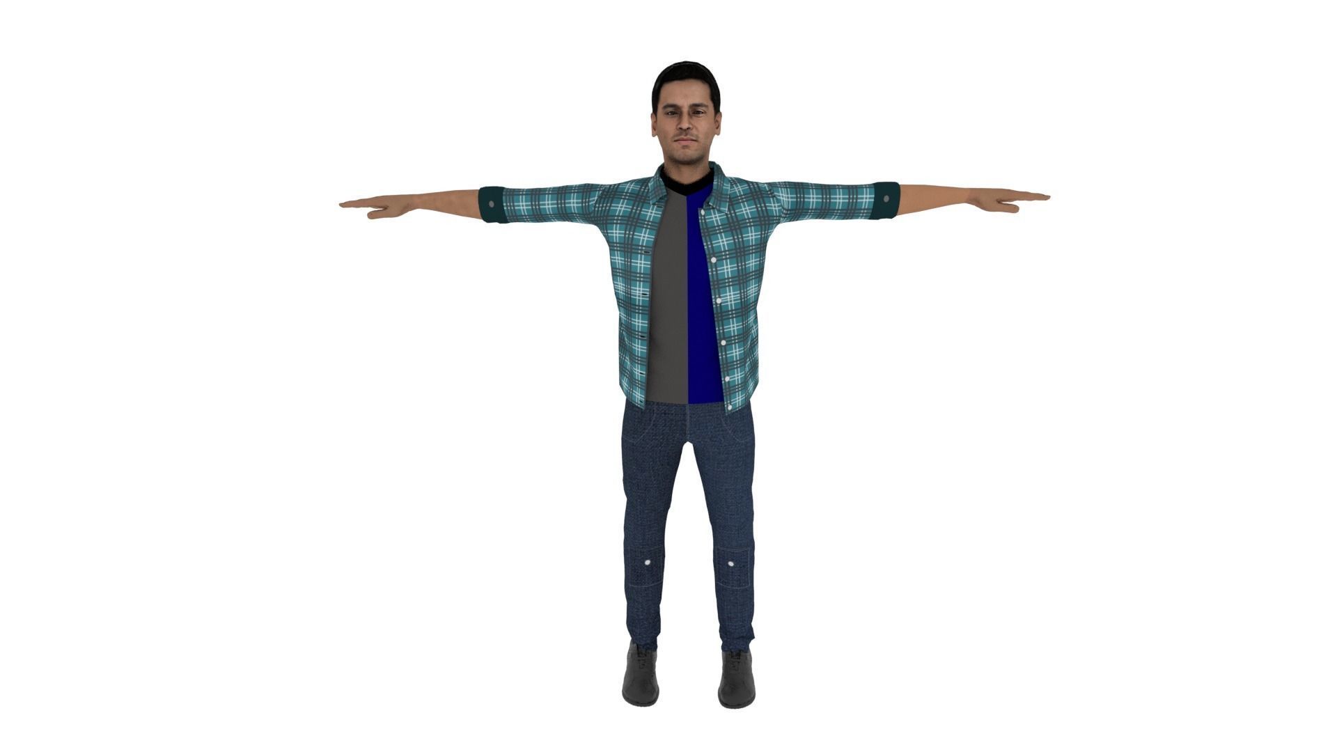Realistic Character Man Low-poly 3D model_1