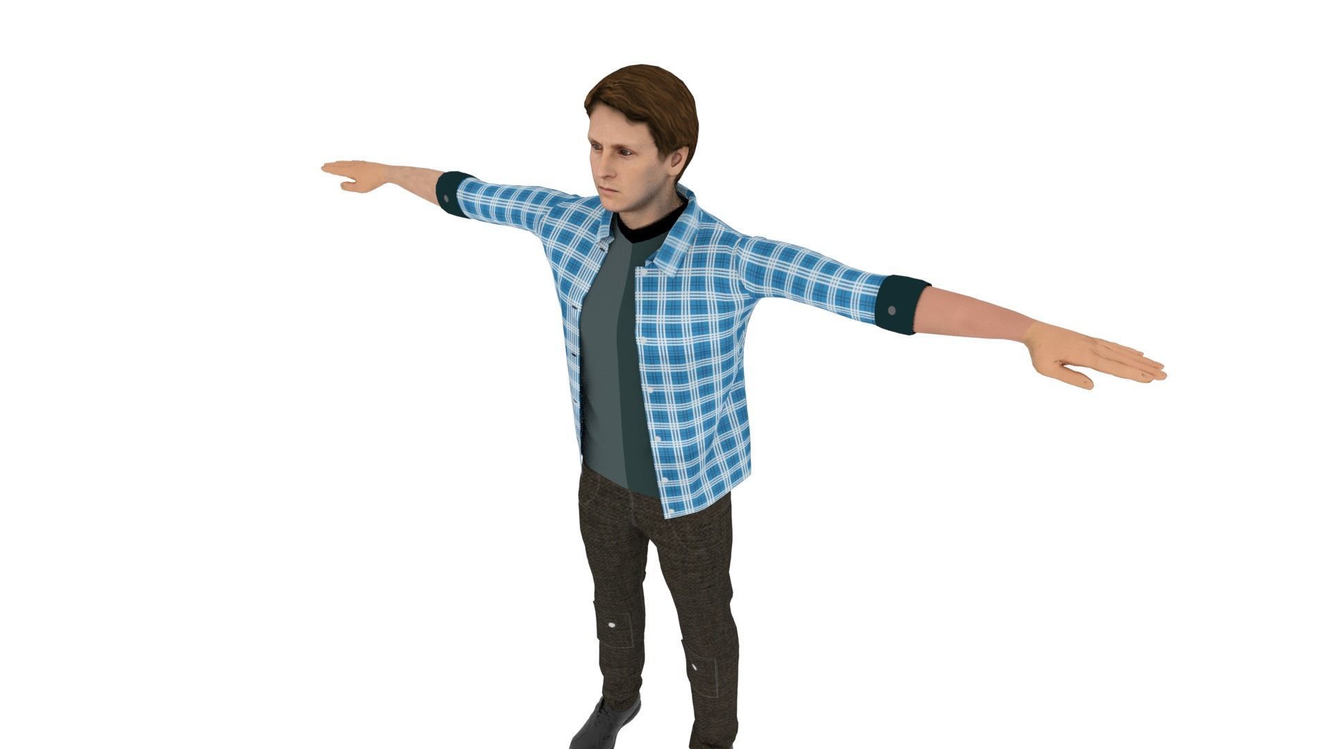 Realistic Character Man Low-poly 3D model_4
