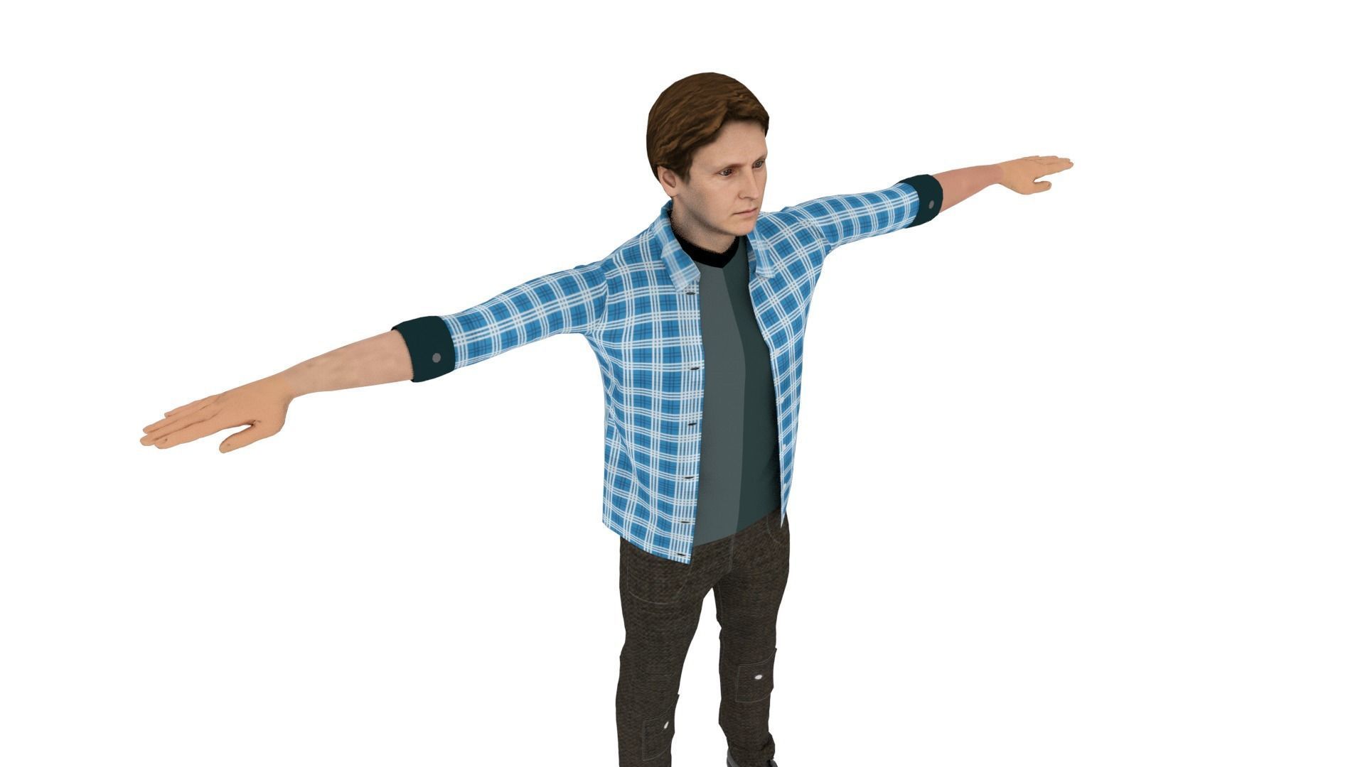 Realistic Character Man Low-poly 3D model_5