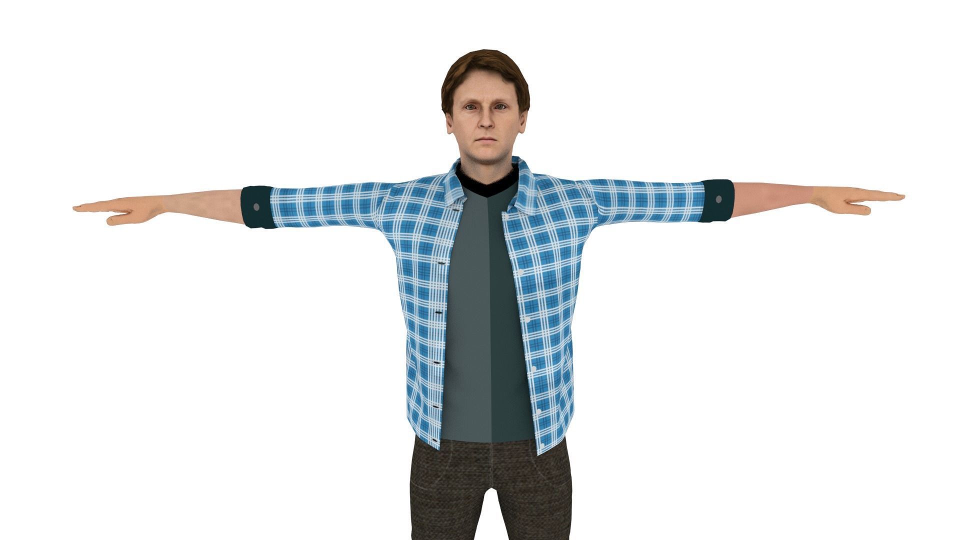 Realistic Character Man Low-poly 3D model_3