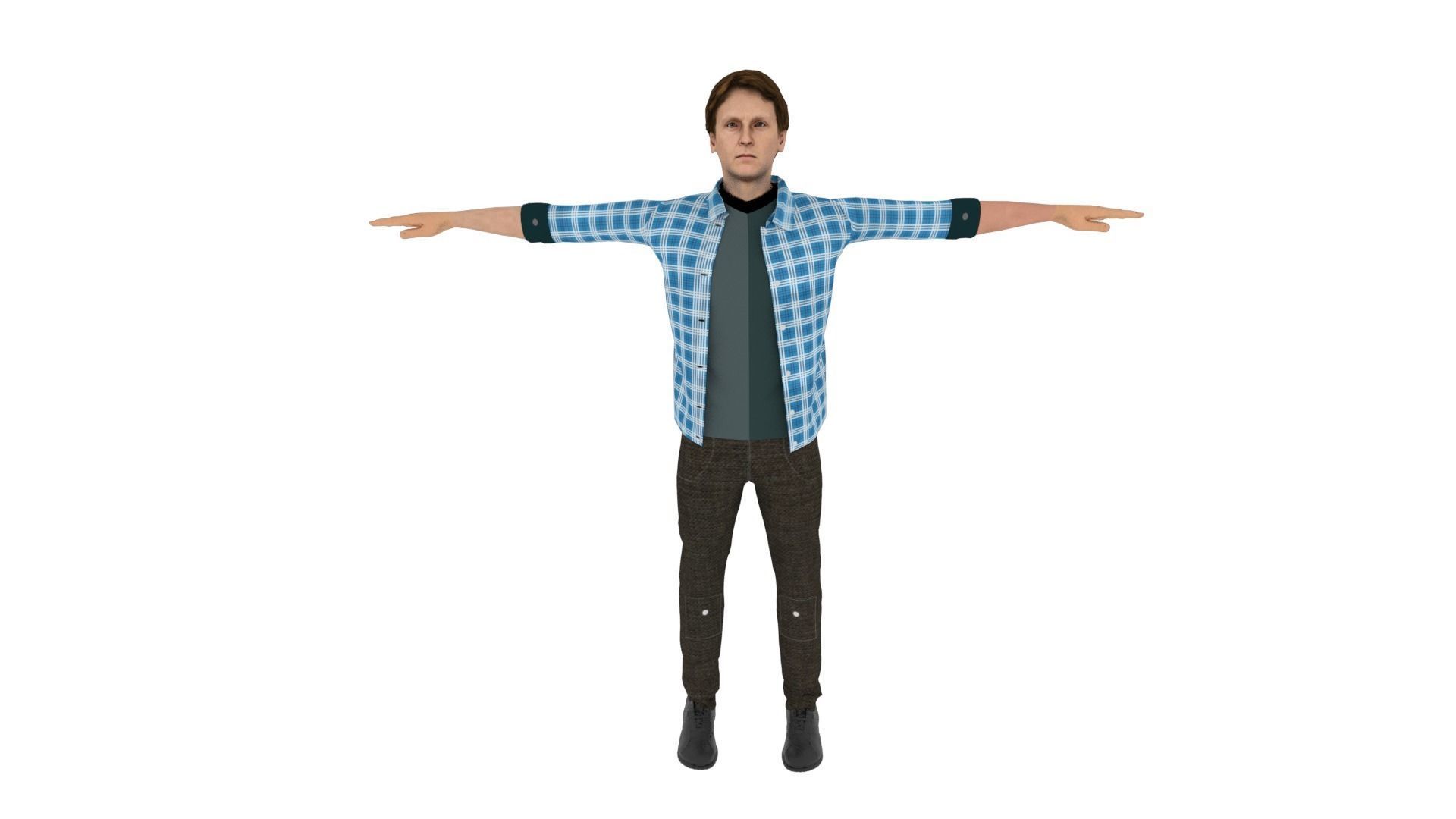 Realistic Character Man Low-poly 3D model_1