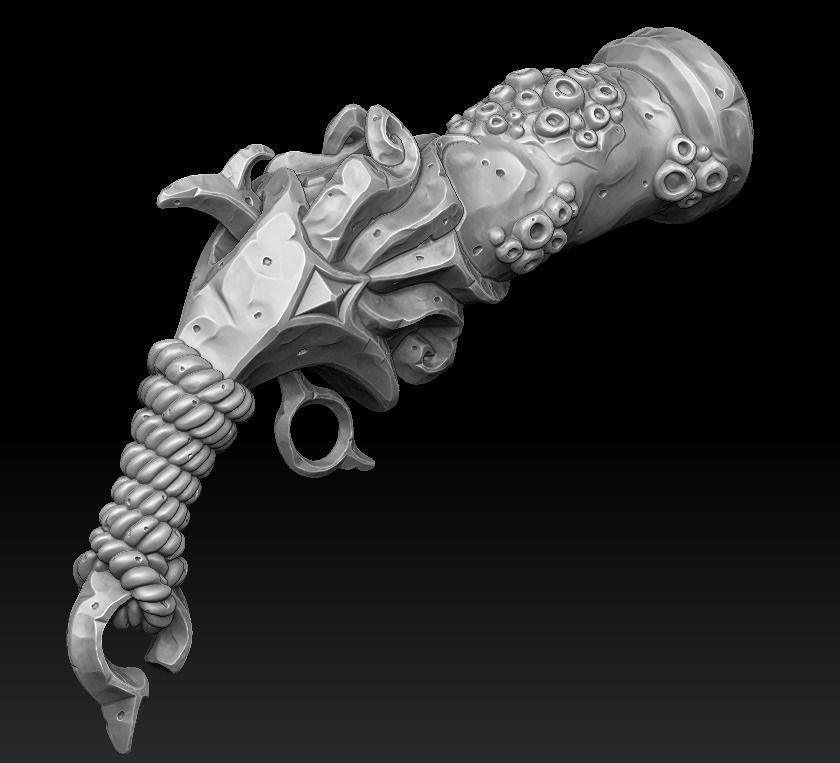 Octopus pistol 3d print 3D print model_2