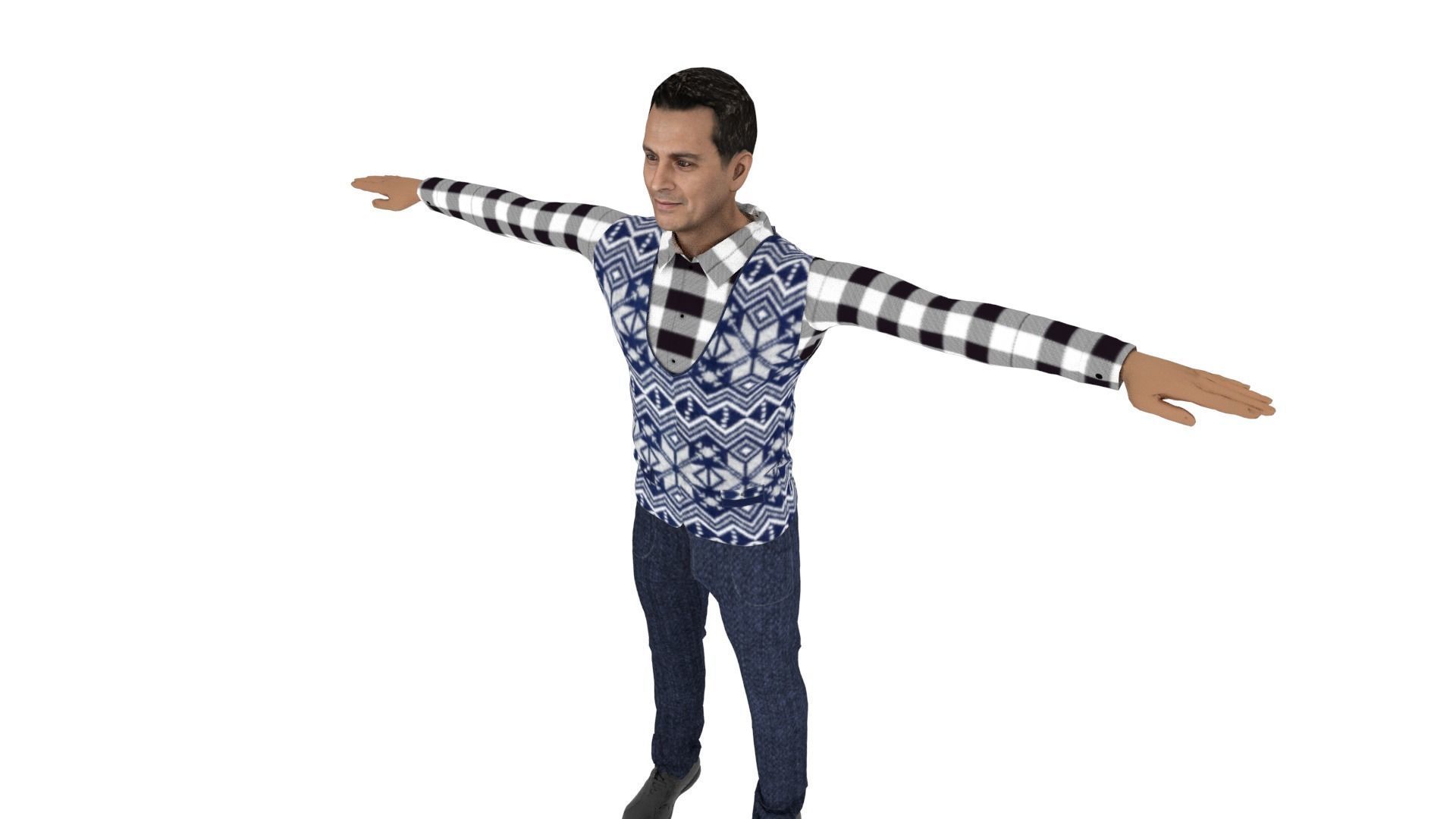 Realistic Character Man Low-poly 3D model_3