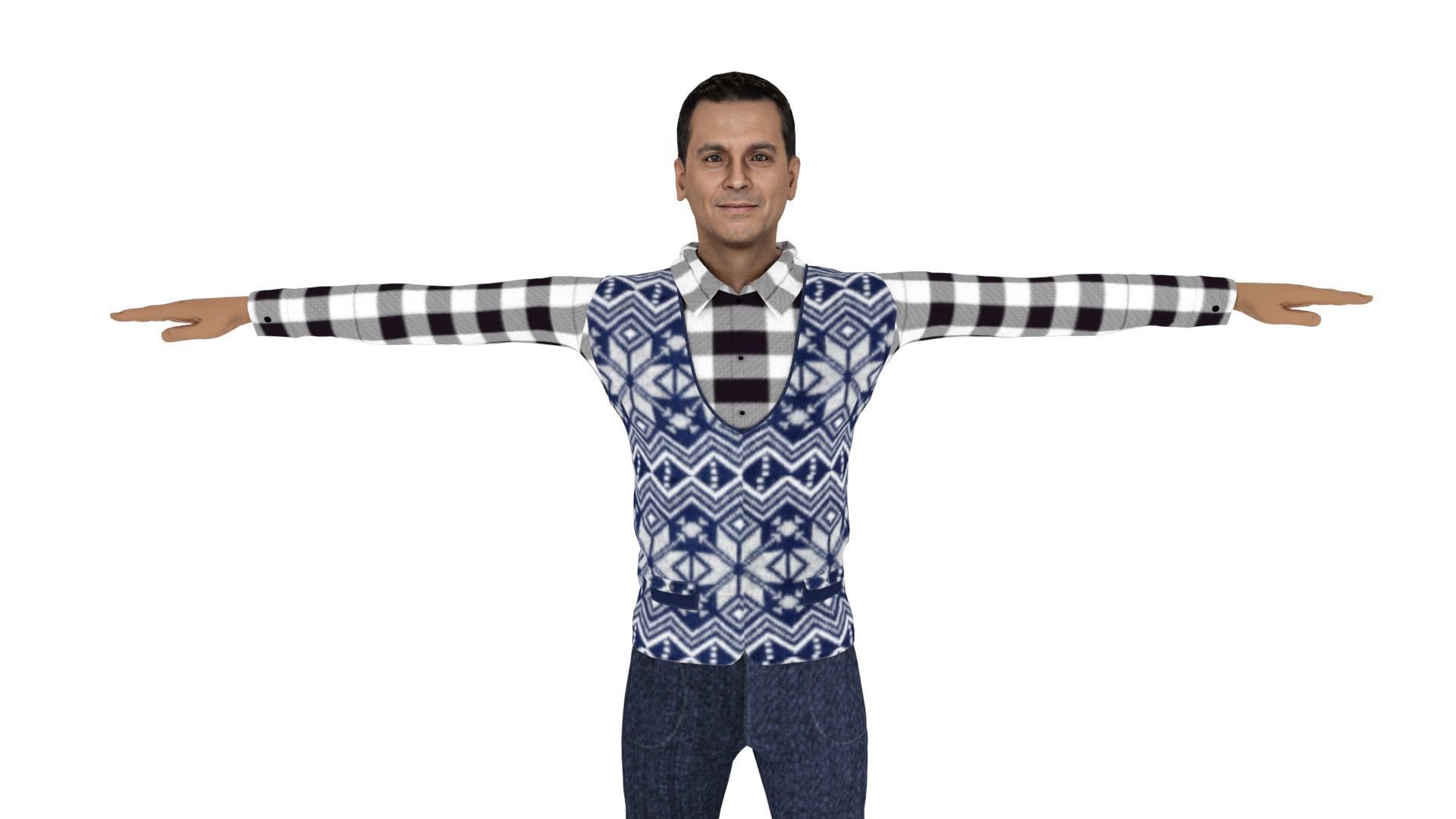 Realistic Character Man Low-poly 3D model_2