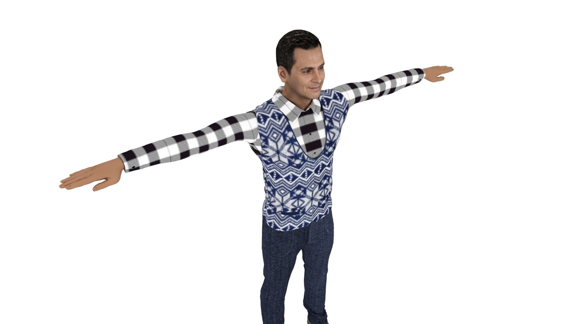 Realistic Character Man Low-poly 3D model_4