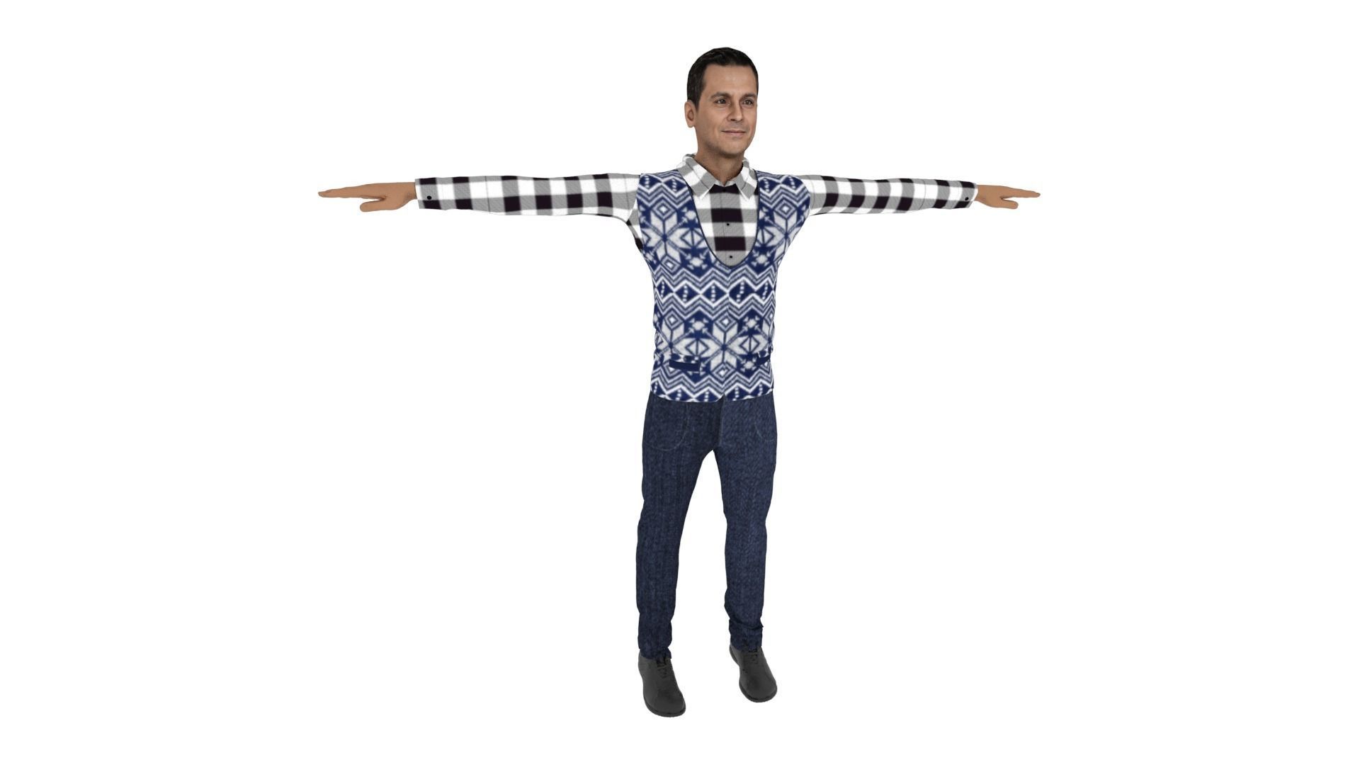 Realistic Character Man Low-poly 3D model_5