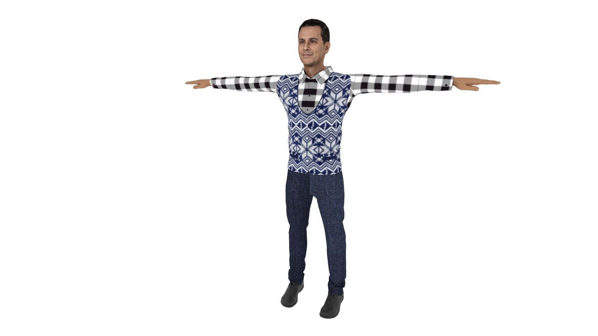 Realistic Character Man Low-poly 3D model_1