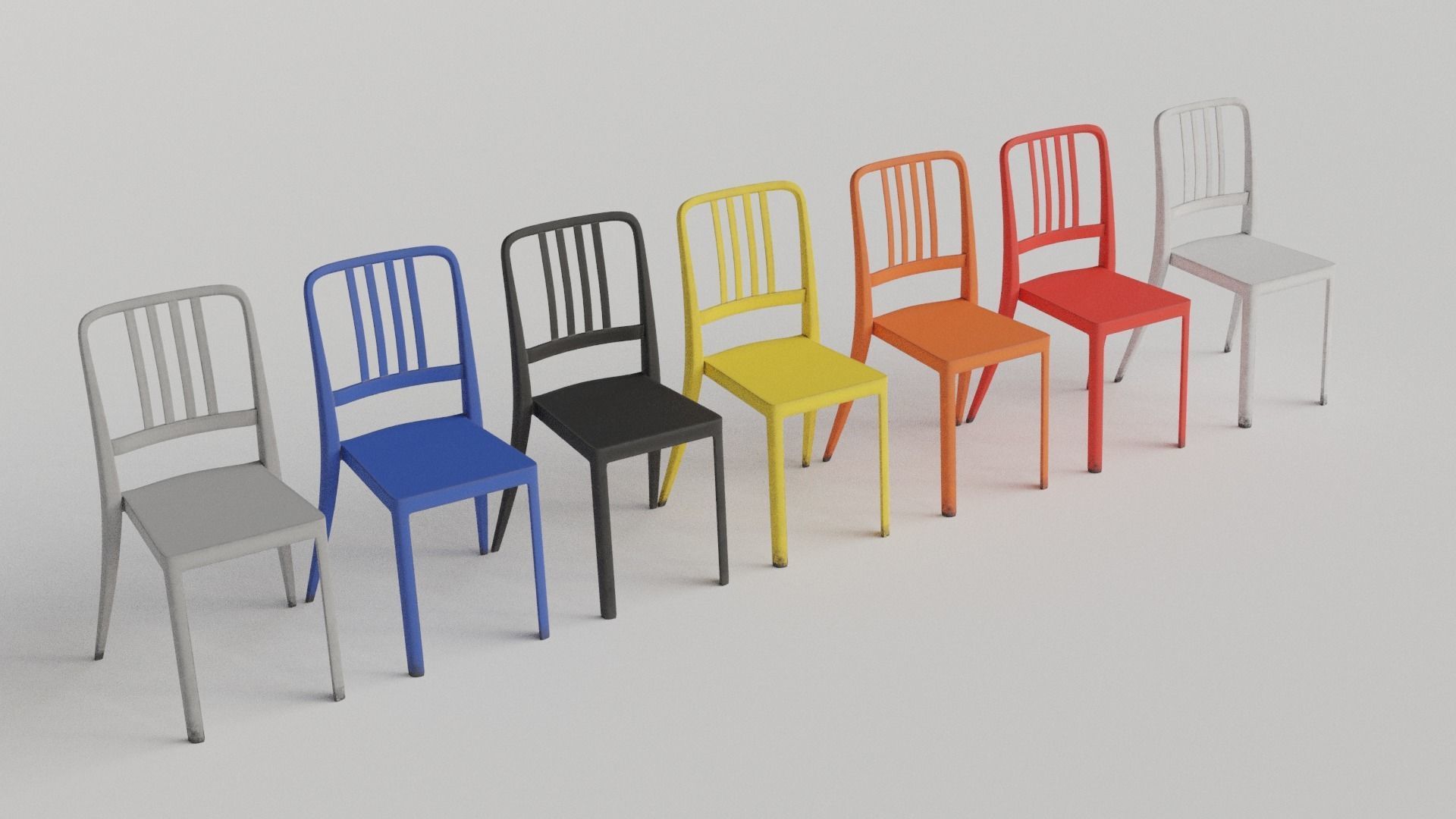 Stackable Plastic Chair Low-poly 3D model_1
