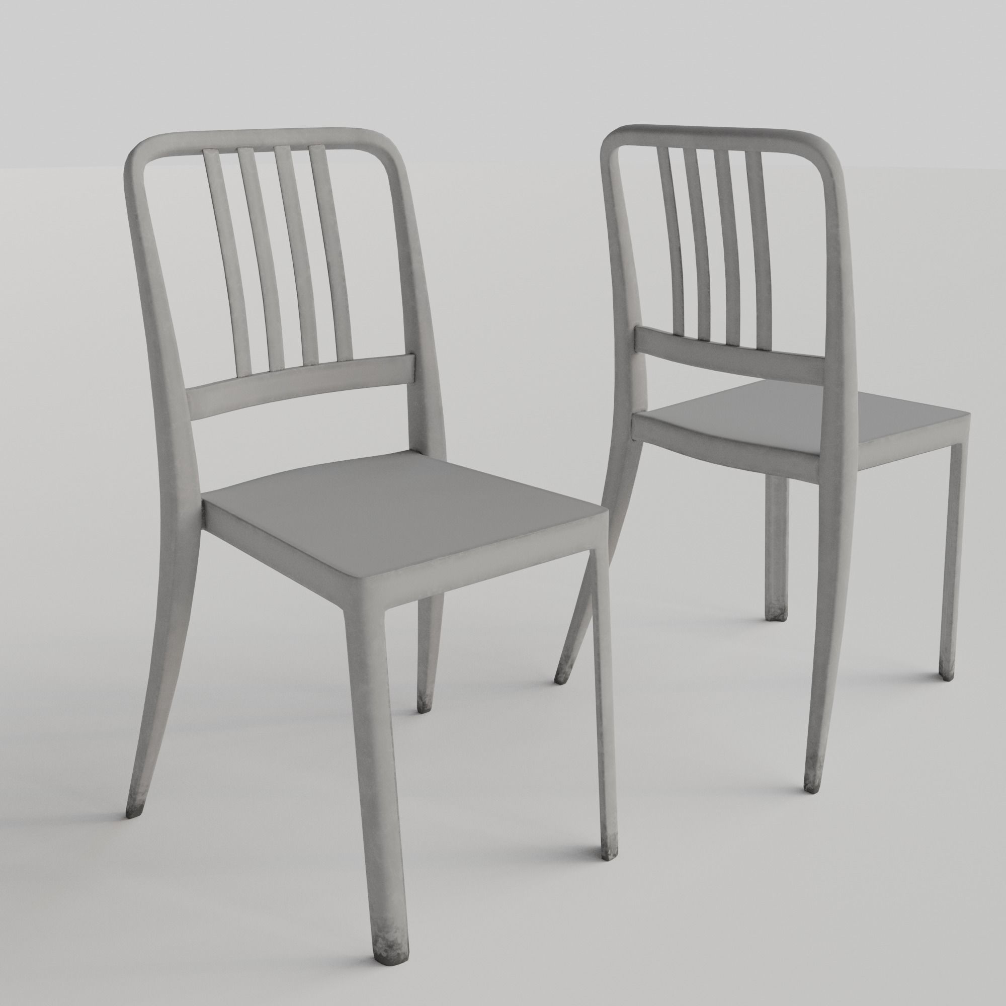 Stackable Plastic Chair Low-poly 3D model_5
