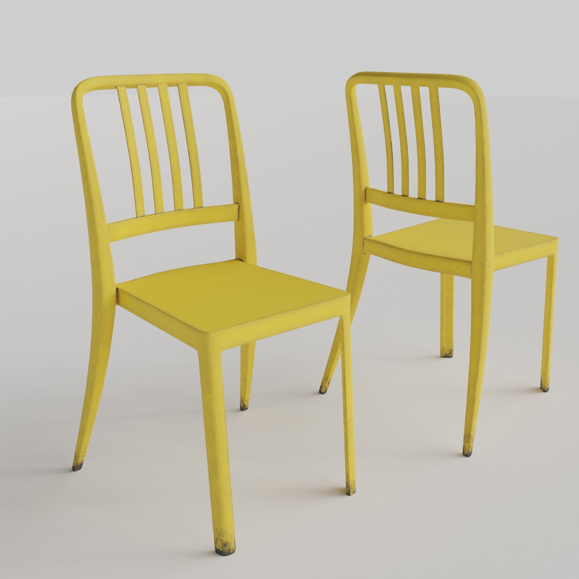 Stackable Plastic Chair Low-poly 3D model_8