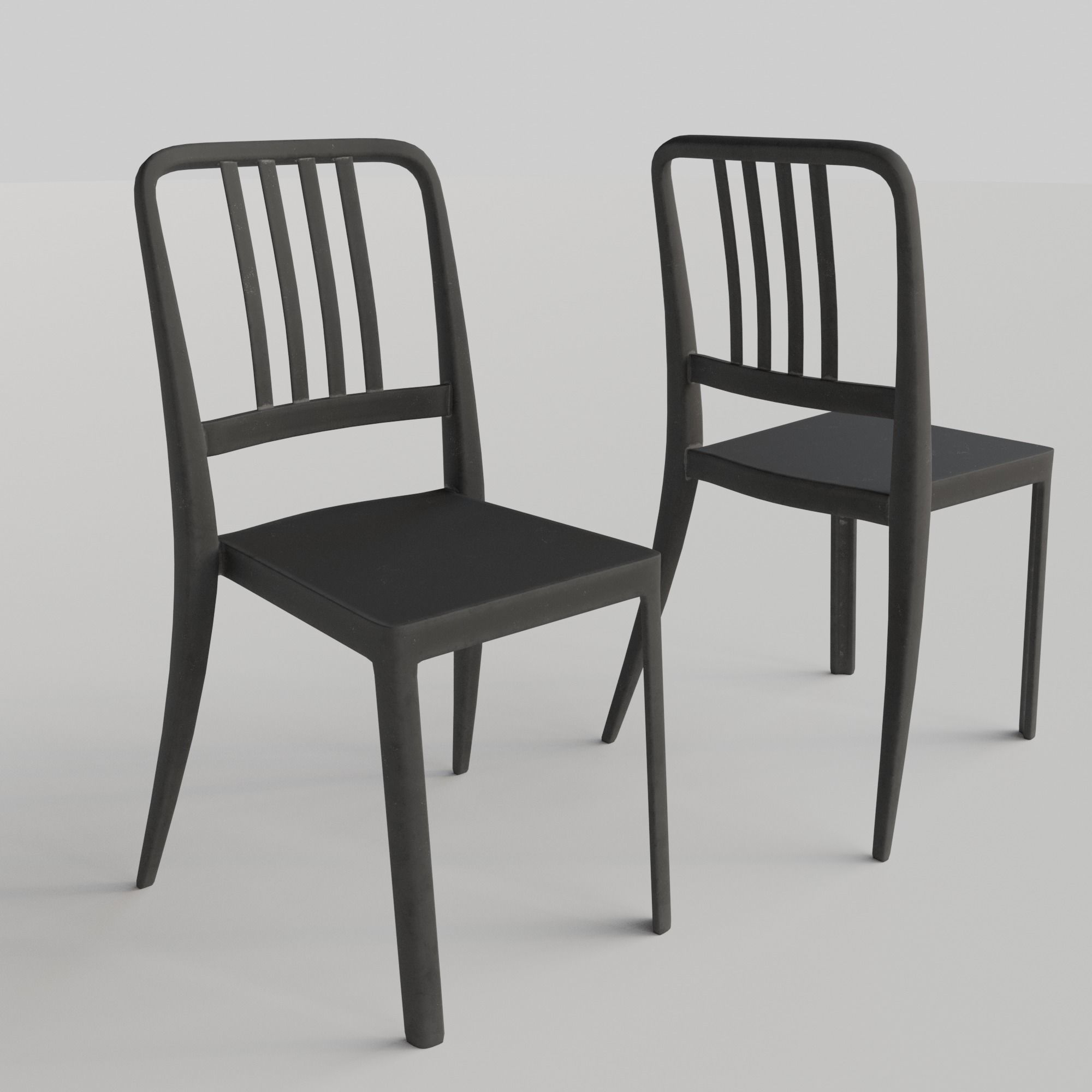 Stackable Plastic Chair Low-poly 3D model_3