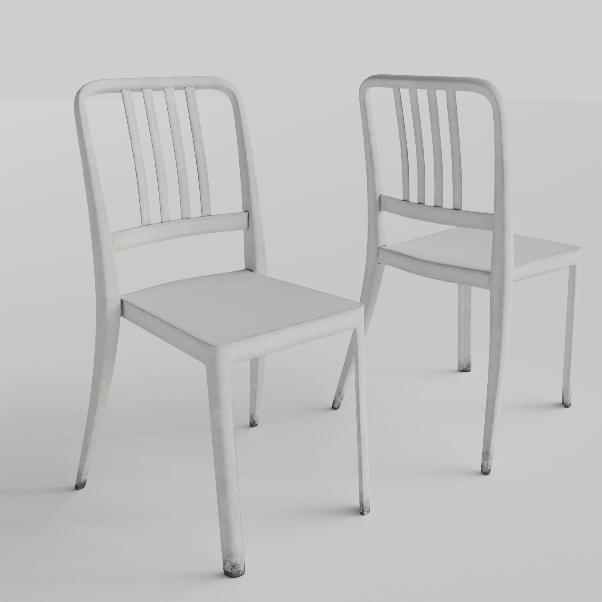 Stackable Plastic Chair Low-poly 3D model_7