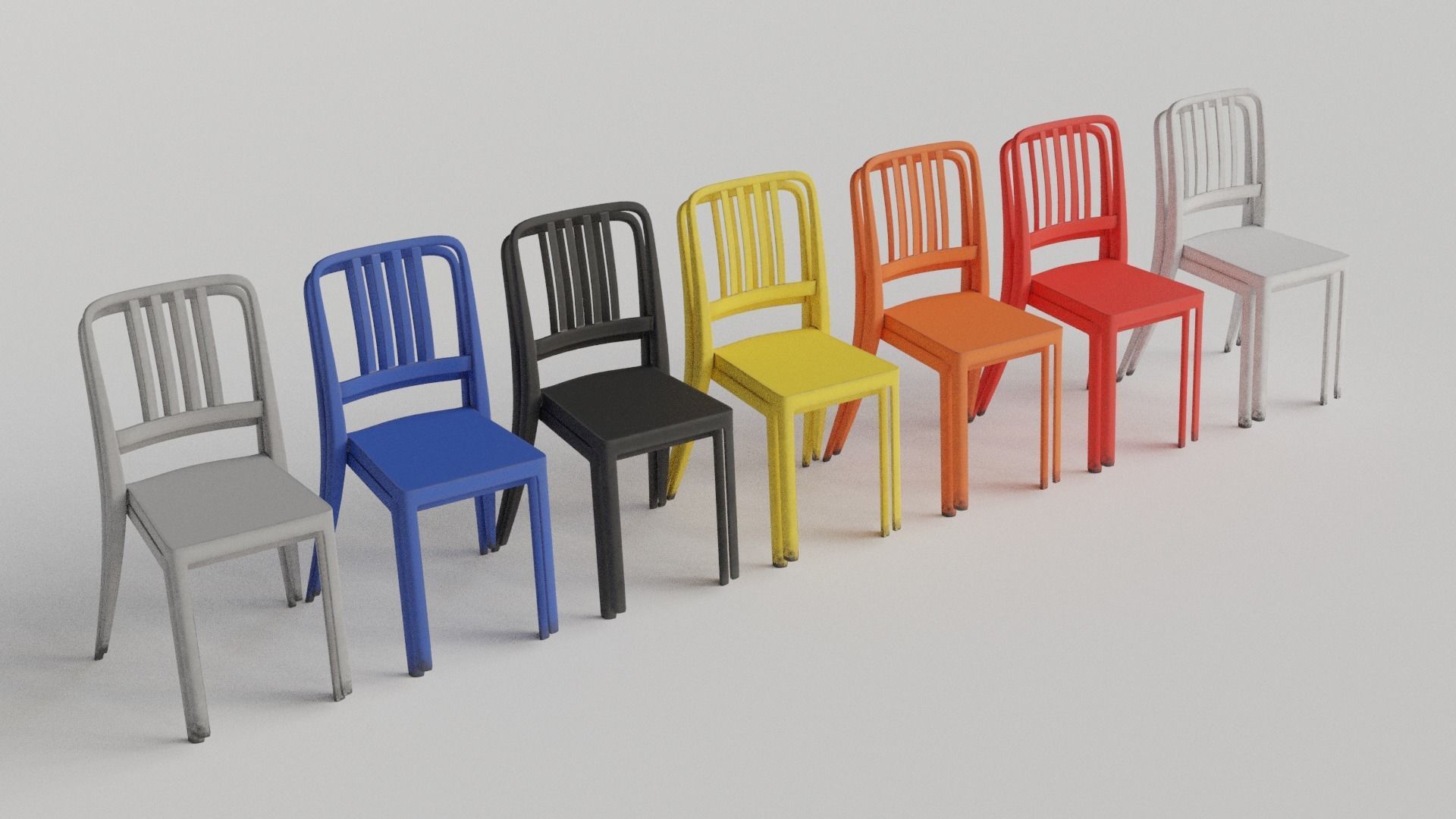 Stackable Plastic Chair Low-poly 3D model_2