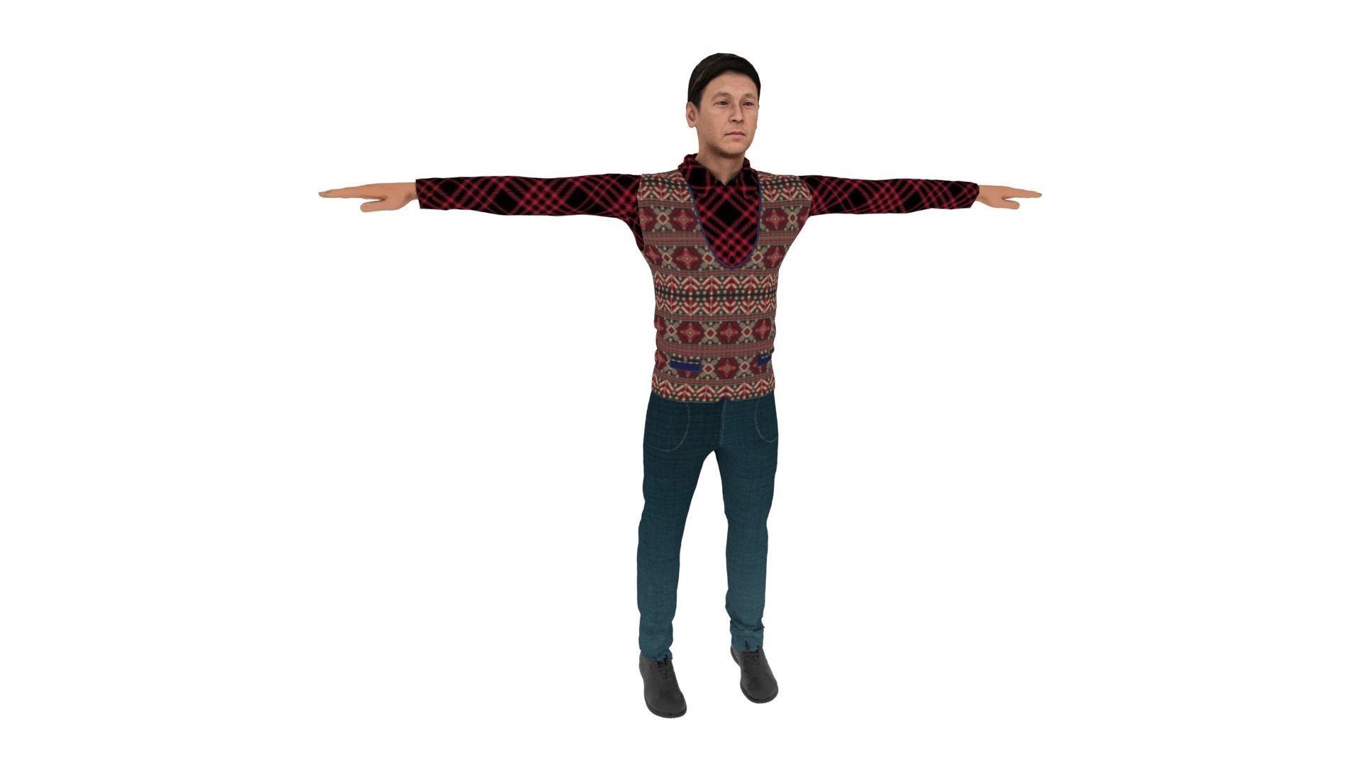 Realistic Character Man Low-poly 3D model_5