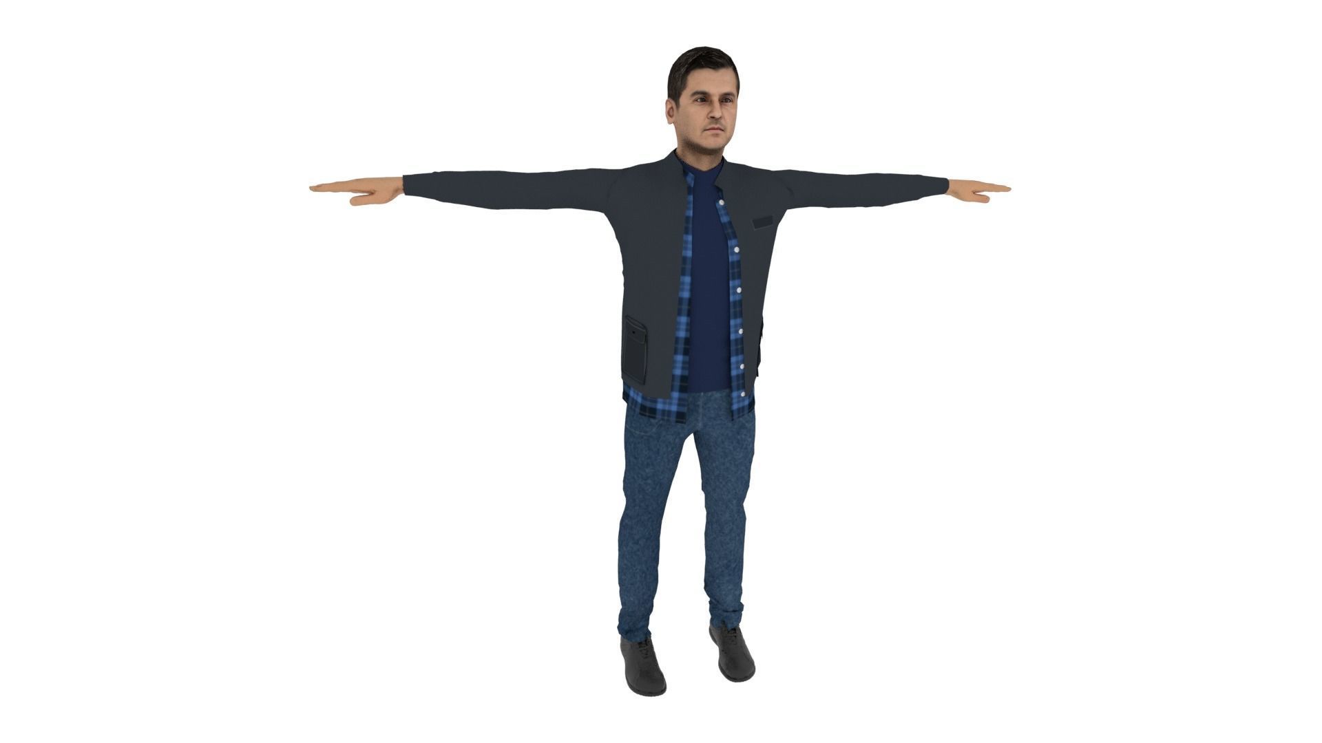 Realistic Man Low-poly 3D model_5