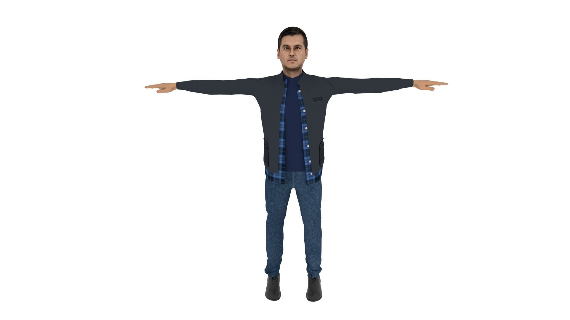 Realistic Man Low-poly 3D model_1