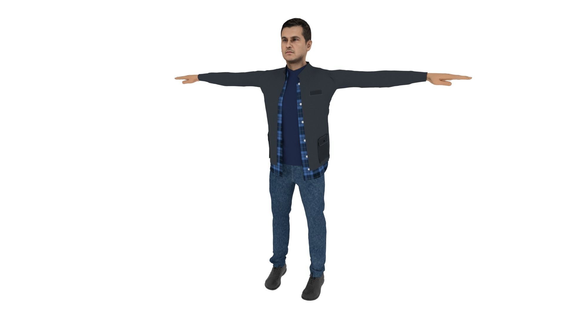 Realistic Man Low-poly 3D model_2