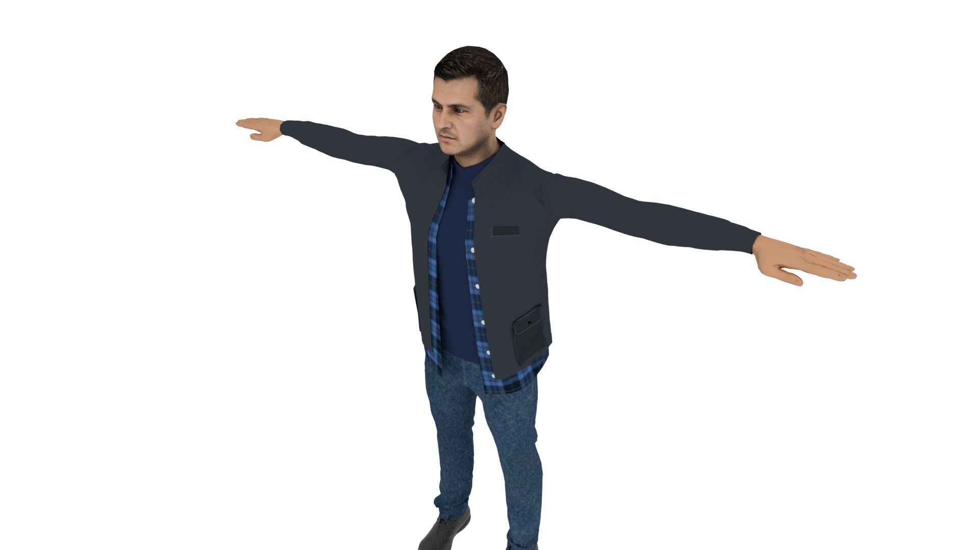 Realistic Man Low-poly 3D model_3