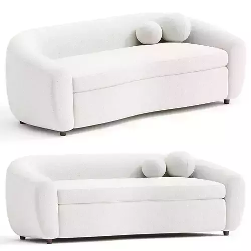 82 Modern White Boucle 3 Seaters Curved Sofa for Living Room 3D model