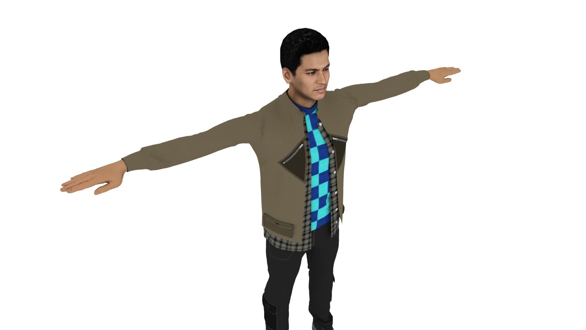 Realistic Man Low-poly 3D model_4