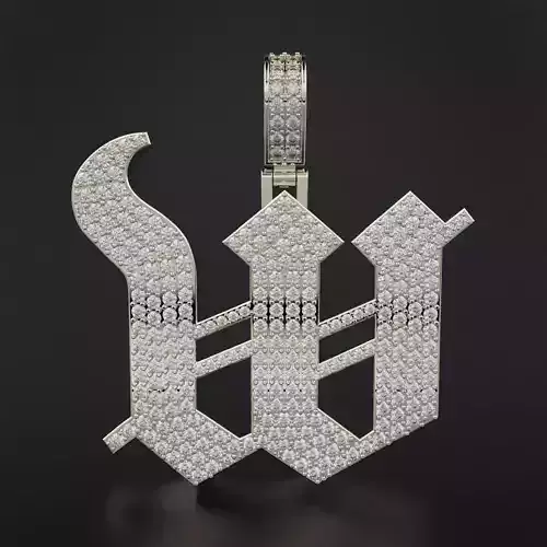 W Pendant  with diamonds