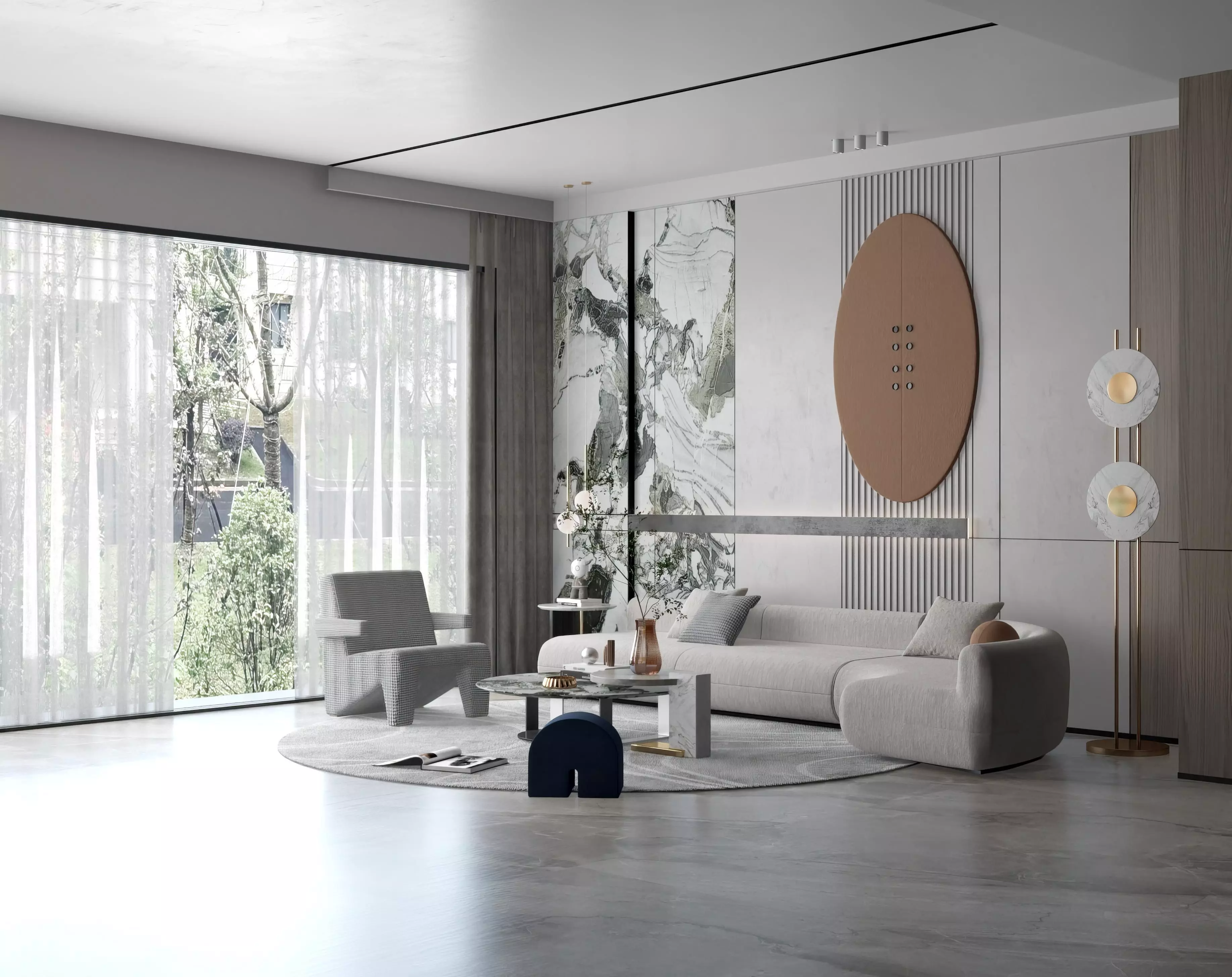 sofa living combination room table 3D model_0