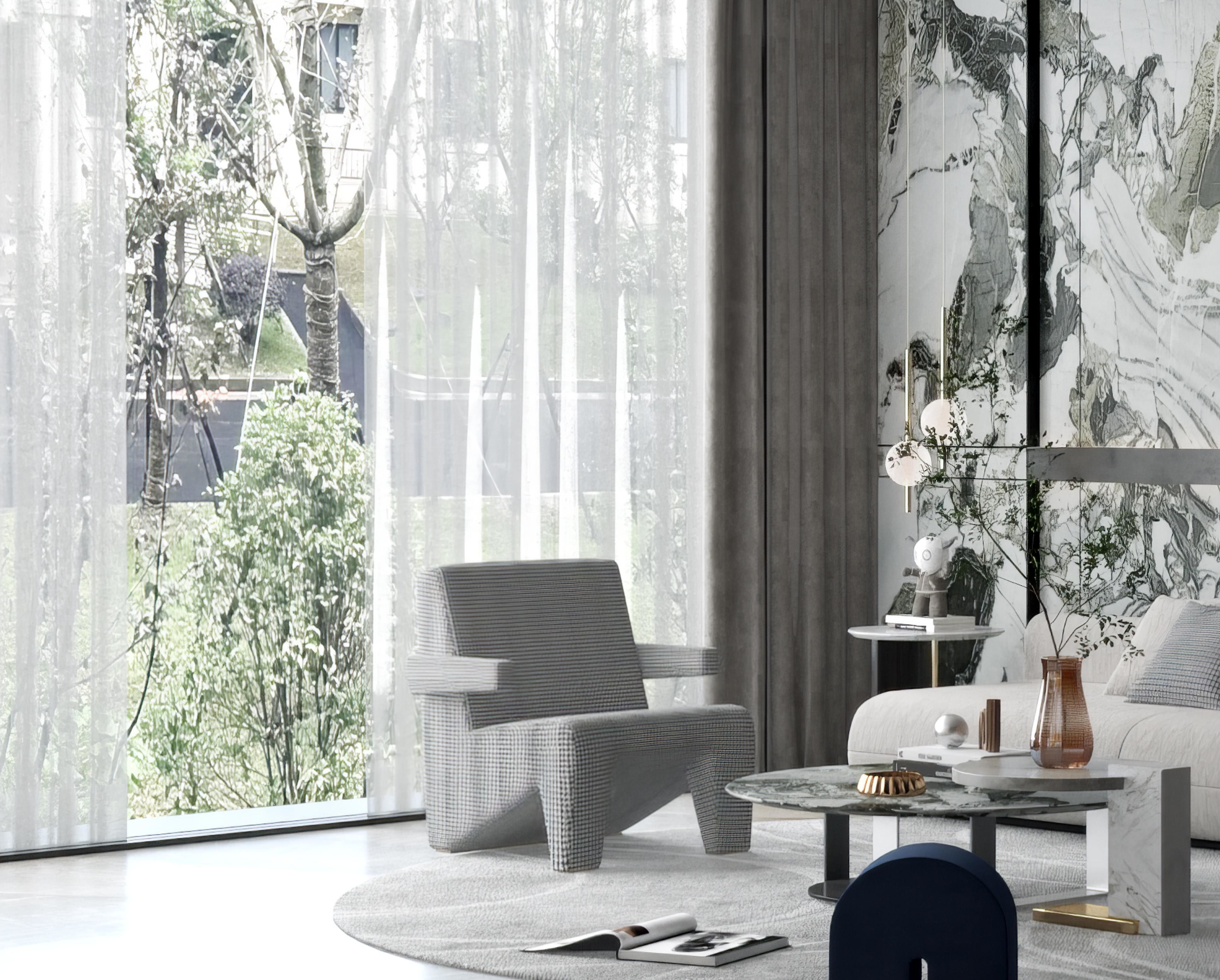 sofa living combination room table 3D model_4