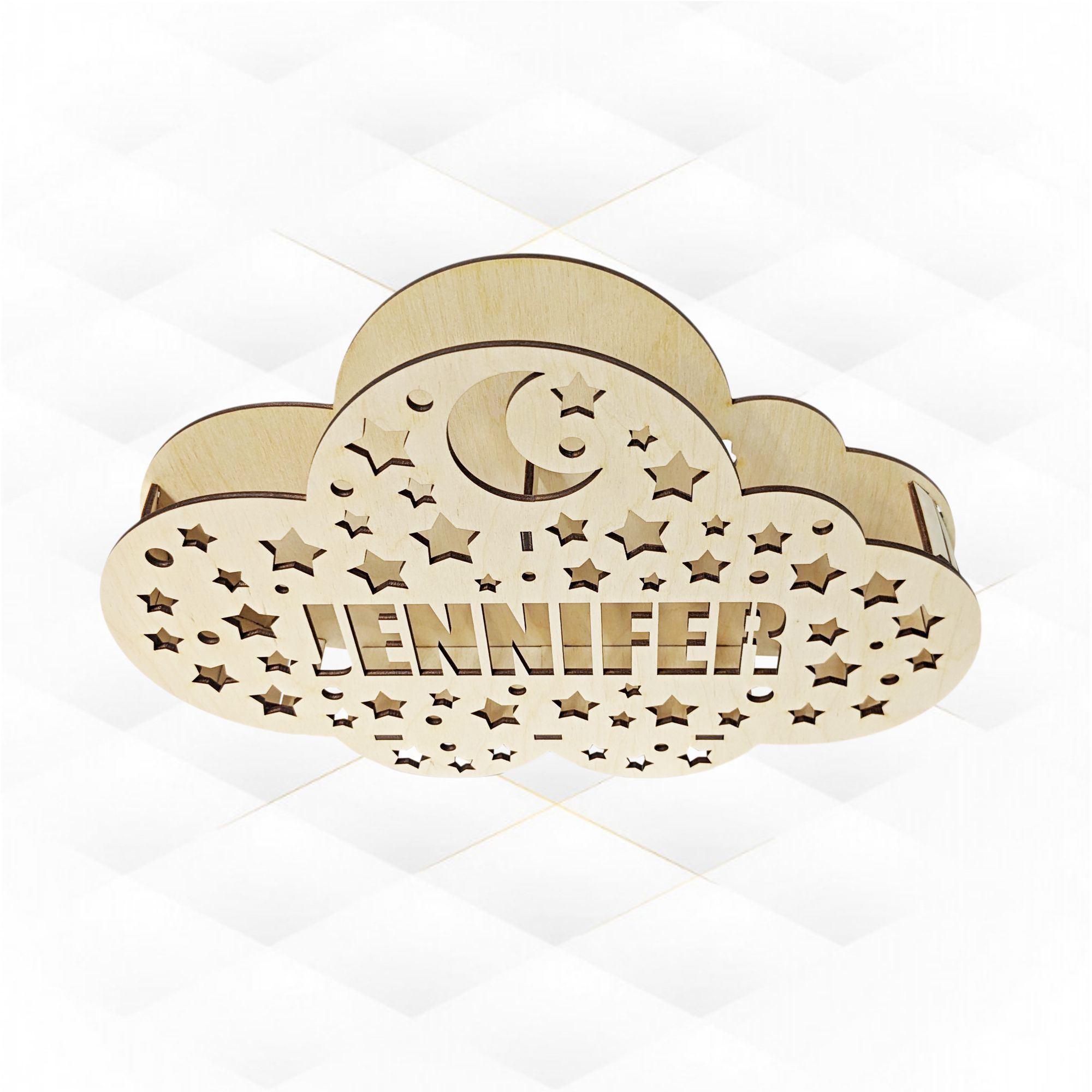 Decorative lamp as cloud silhouette laser cutting pattern 3D print model_4